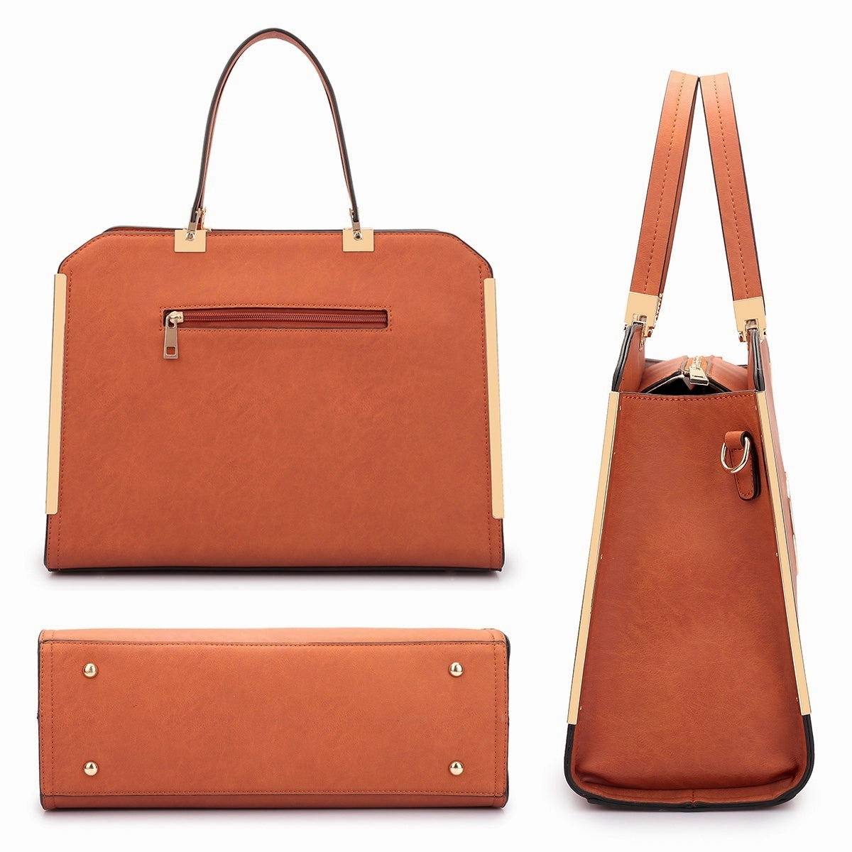 Dasein Designer Slim Leather Briefcase Satchel Tablet Bag With Wallet 14.3in W