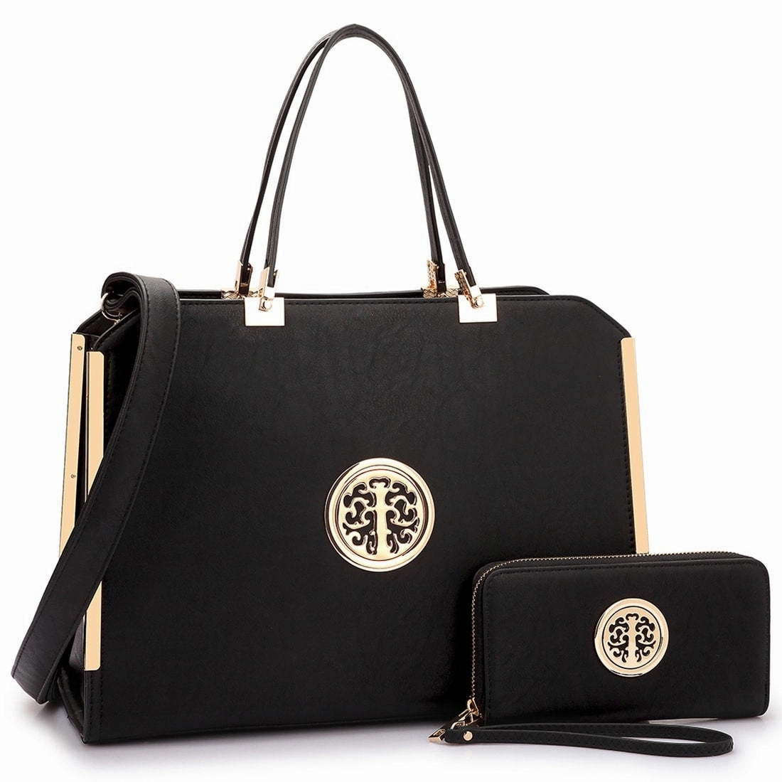 Dasein Designer Slim Leather Briefcase Satchel Tablet Bag With Wallet 14.3in W