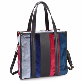 Dasein Faux Leather Velvet Large Tote MultiColor 13in W 13in H Adjustable Strap
