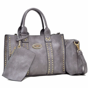 Dasein Studded Tote Bag Faux Leather With Organizer Pouch And Wristlet Green