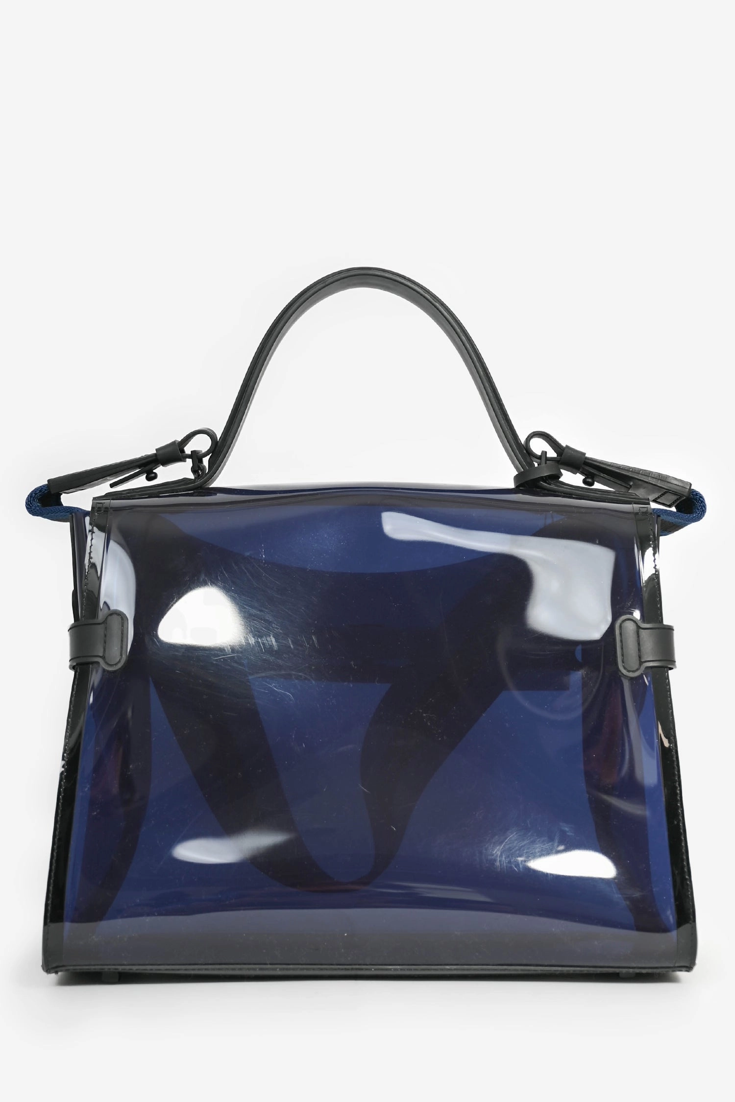 Delvaux Blue/Black PVC 'Tempete' GM Top Handle Bag