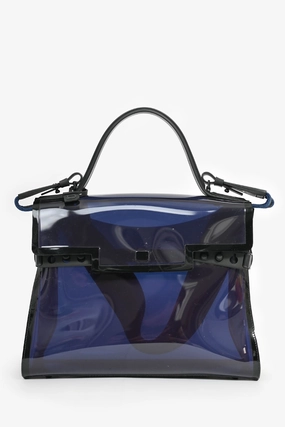 Delvaux Blue/Black PVC 'Tempete' GM Top Handle Bag