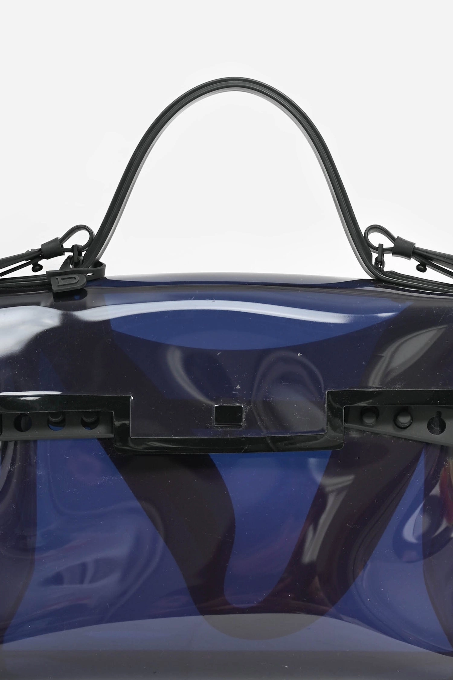 Delvaux Blue/Black PVC 'Tempete' GM Top Handle Bag