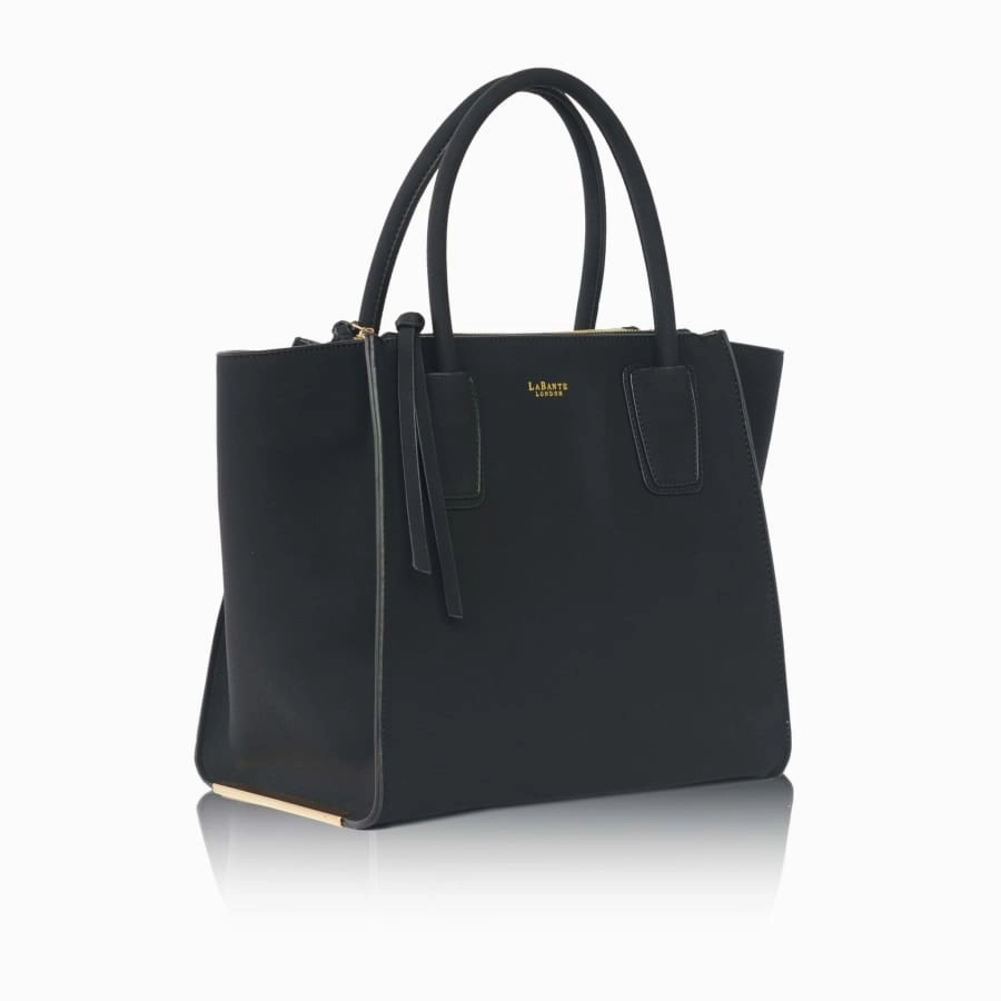 Demi Vegan Leather Winged Tote Bag | Black