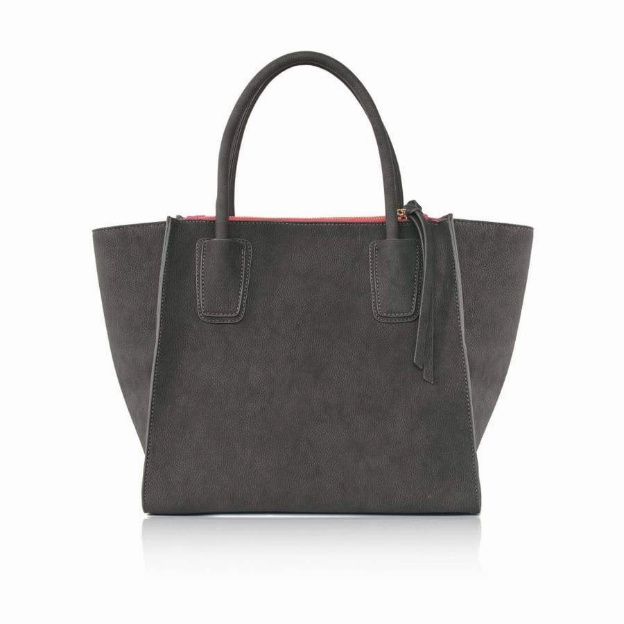 Demi Vegan Leather Winged Tote Bag | Grey