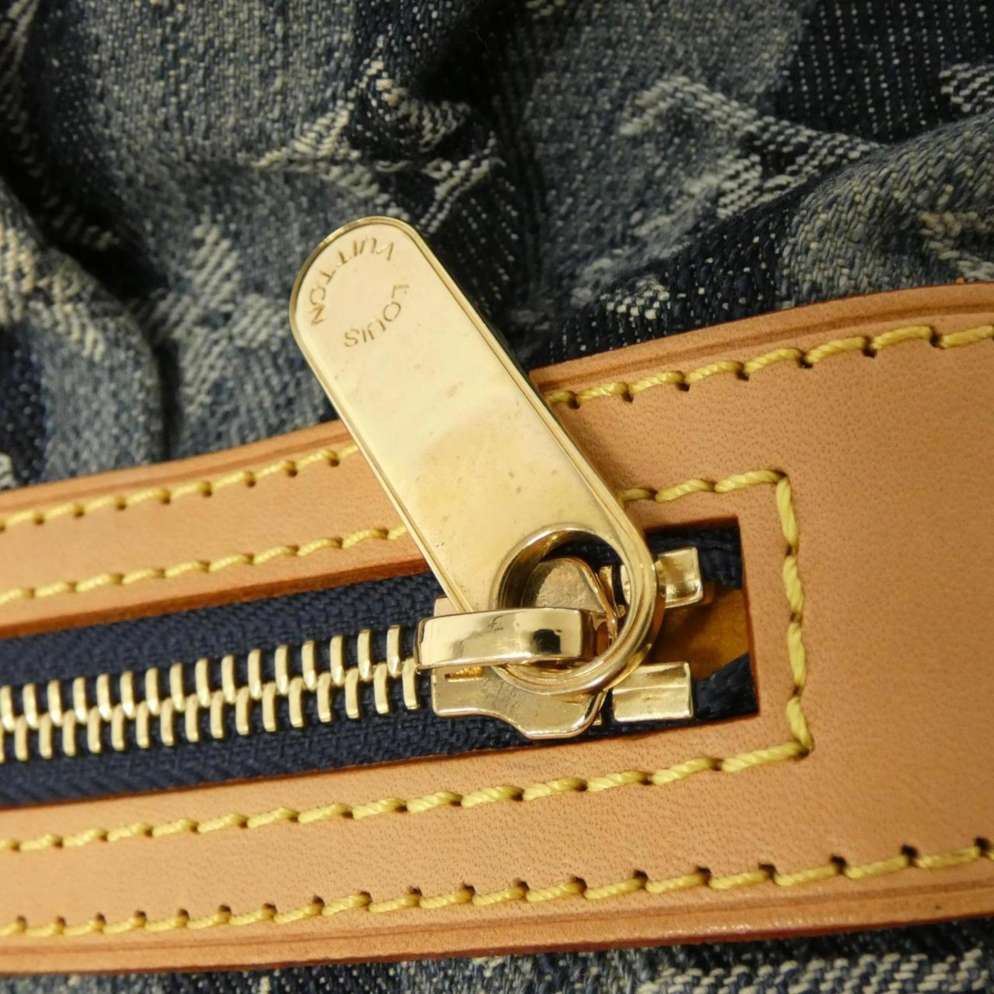 Denim Shoulder Bag with Dust Bag and Metal Fittings