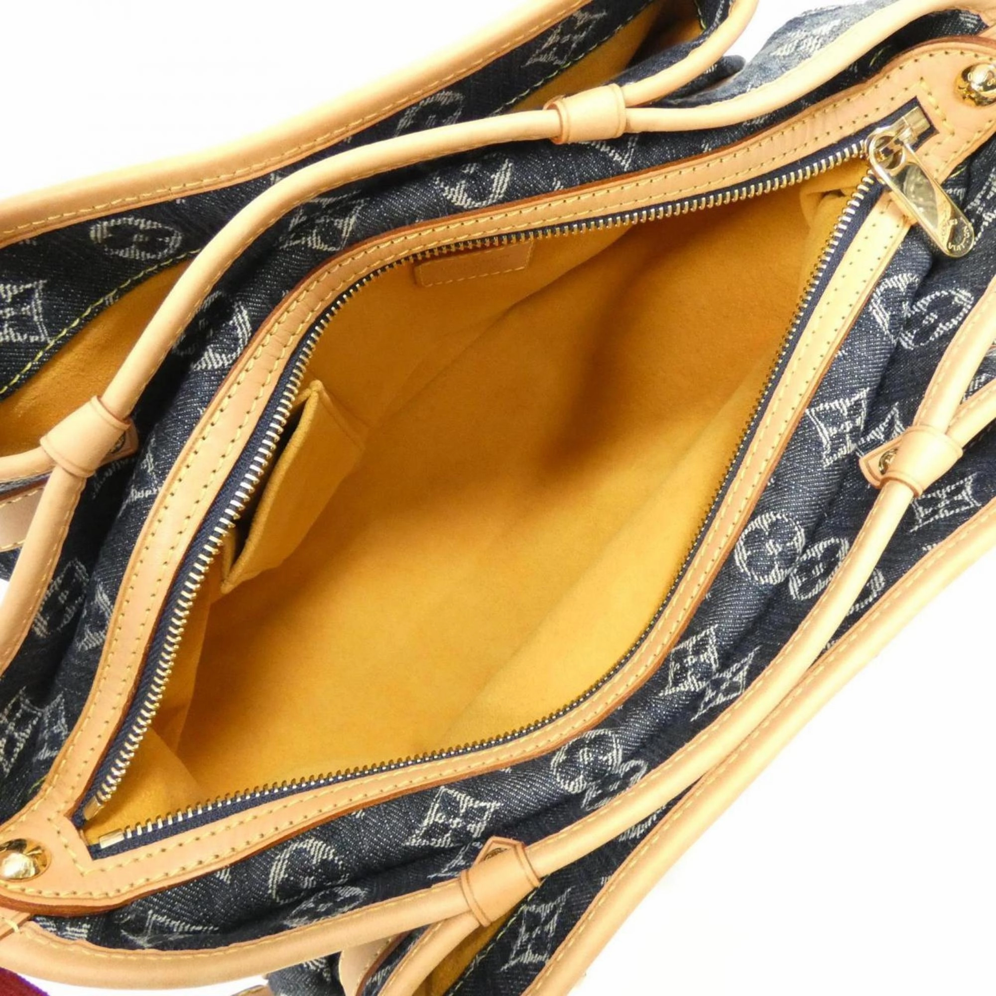 Denim Shoulder Bag with Dust Bag and Metal Fittings
