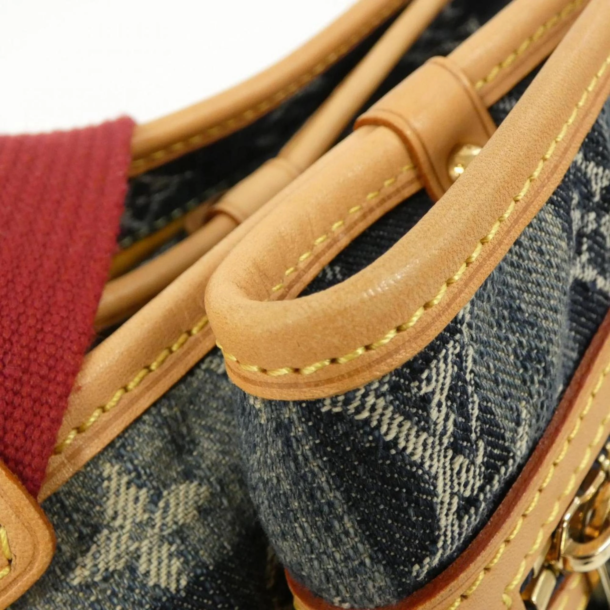 Denim Shoulder Bag with Dust Bag and Metal Fittings