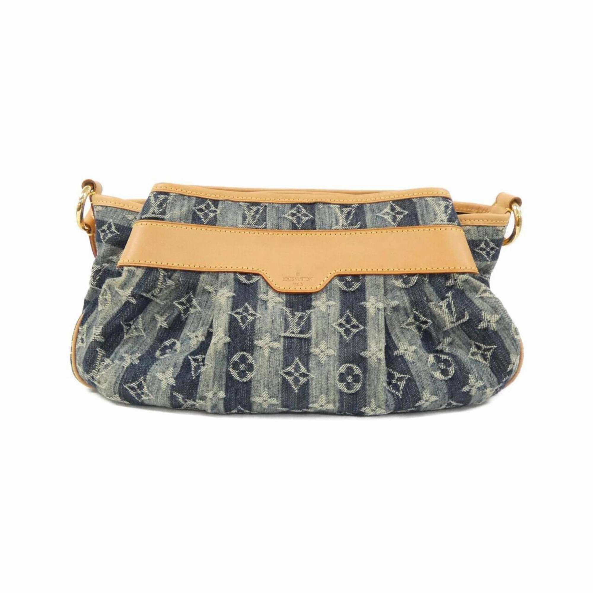 Denim Shoulder Bag with Dust Bag and Metal Fittings