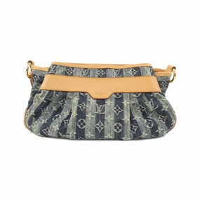 Denim Shoulder Bag with Dust Bag and Metal Fittings