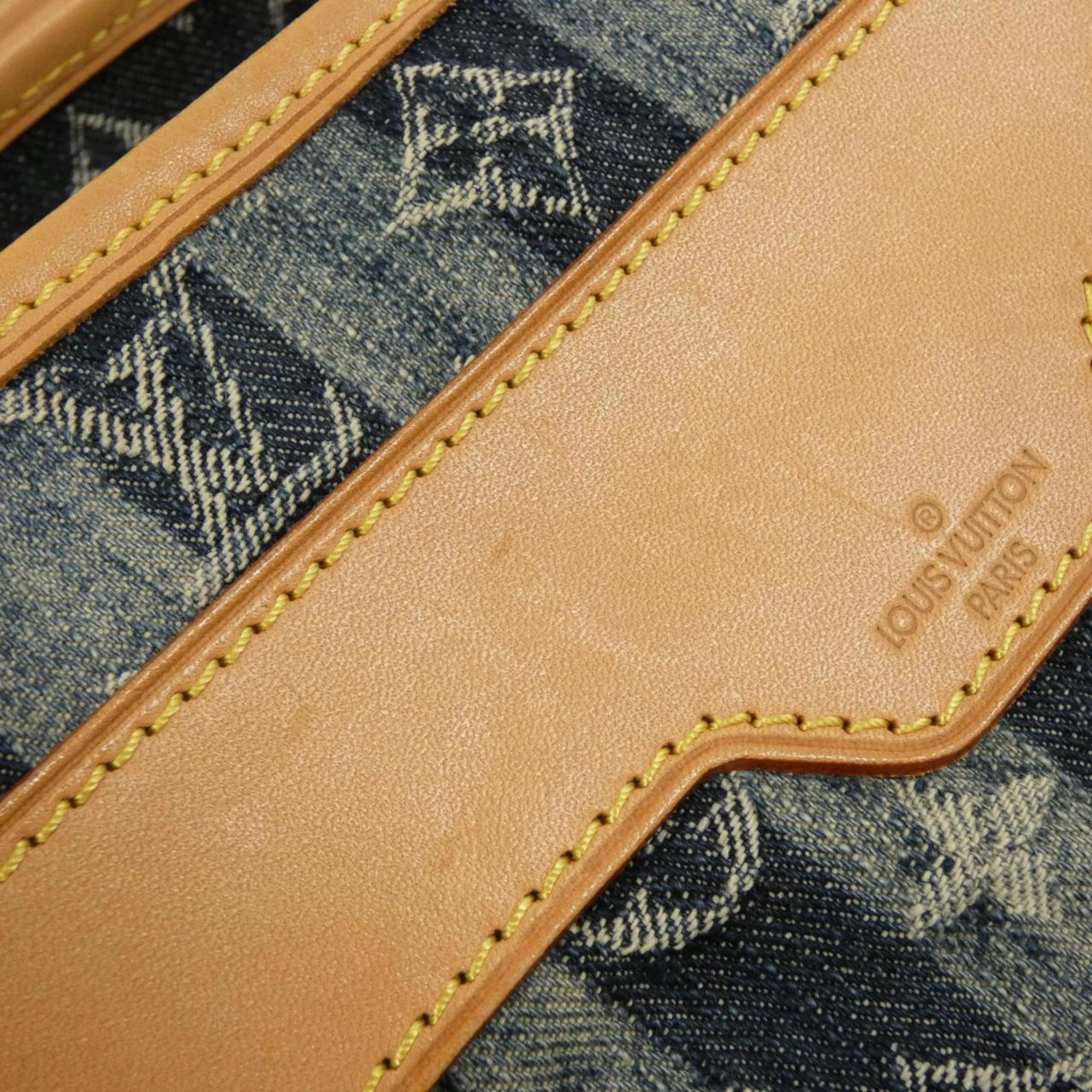 Denim Shoulder Bag with Dust Bag and Metal Fittings