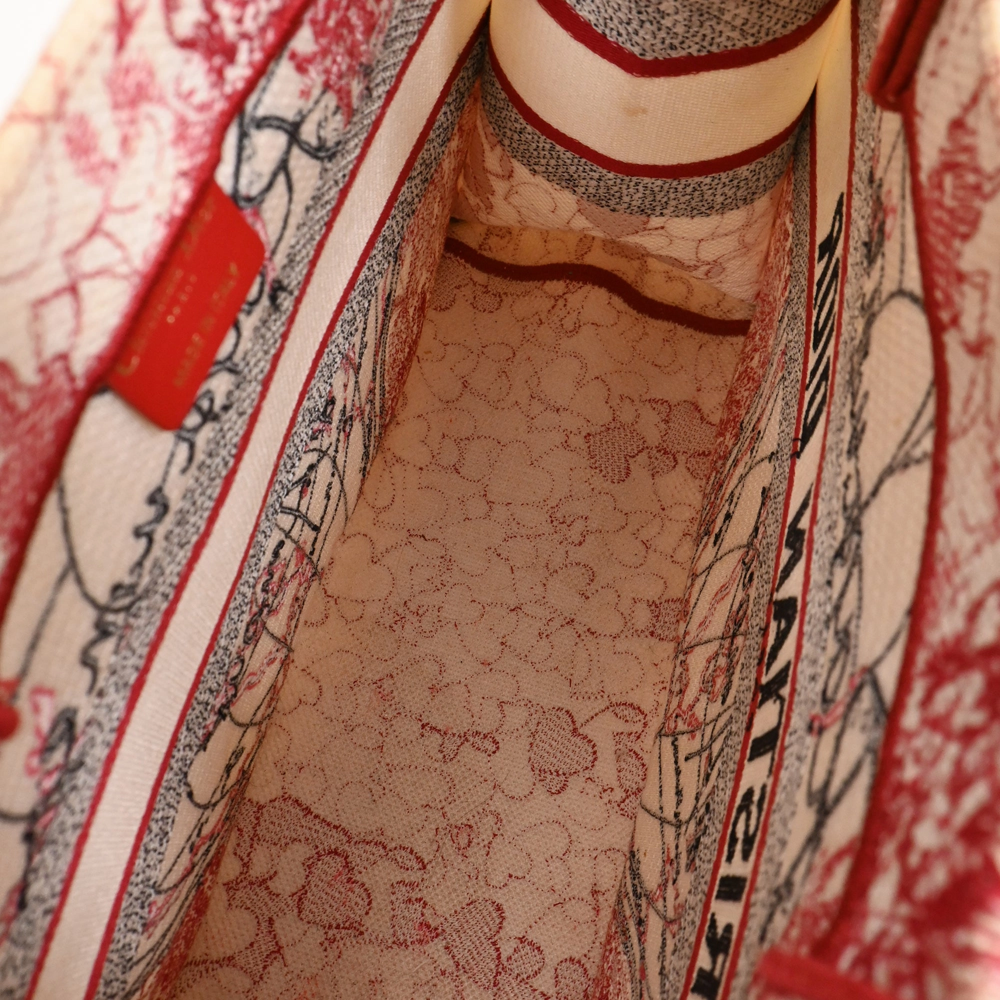 Dior Embroidered Large Dioramour D-Royaume Book Tote in Red Canvas