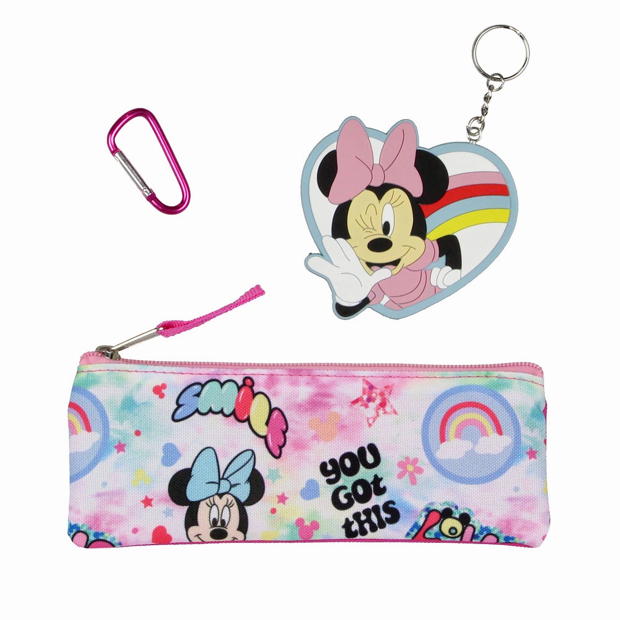 Disney Minnie Mouse Choose Happy 5pc Set Backpack Lunch Box Key Chain Pencil Case Carabiner - One Size
