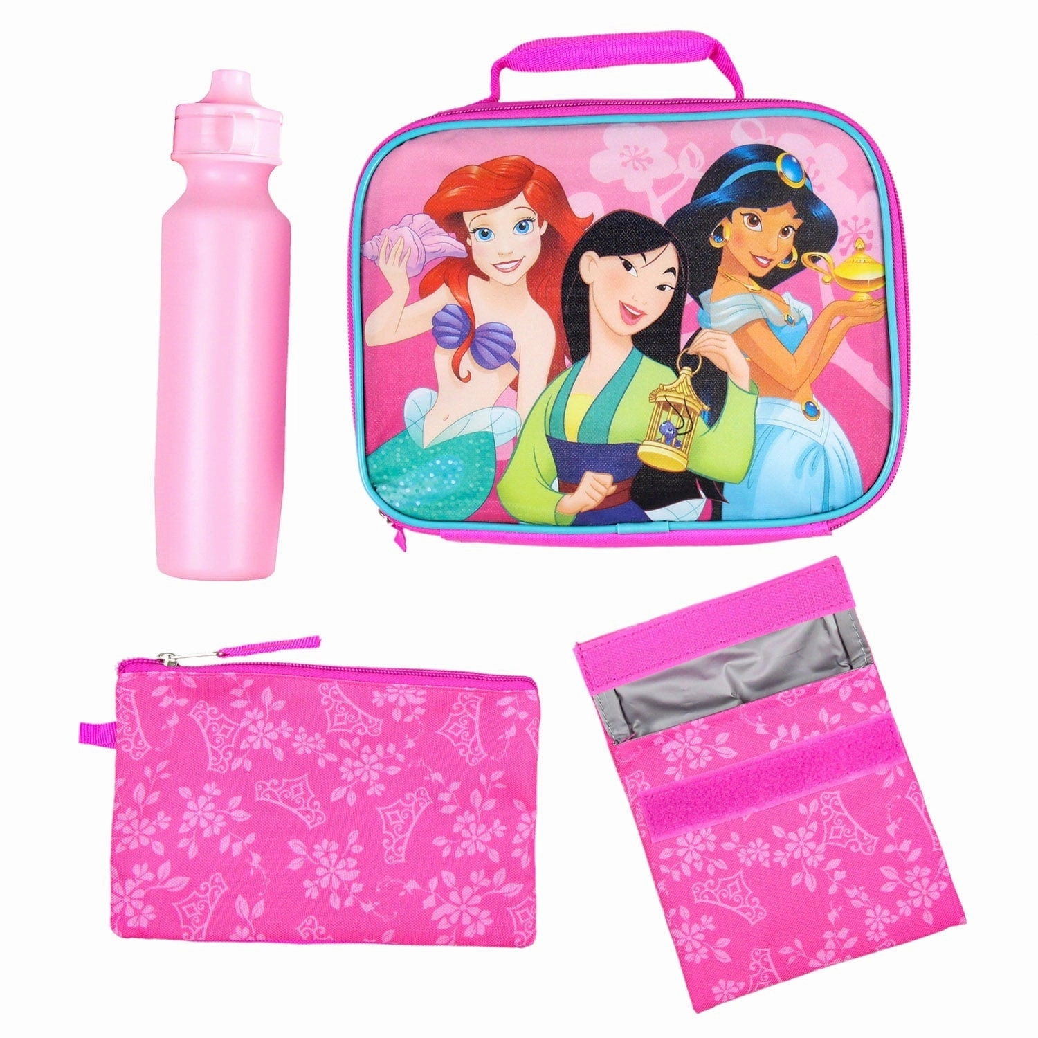 Disney Princess 16 Backpack for Girls 5 Piece School Lunch Box Set