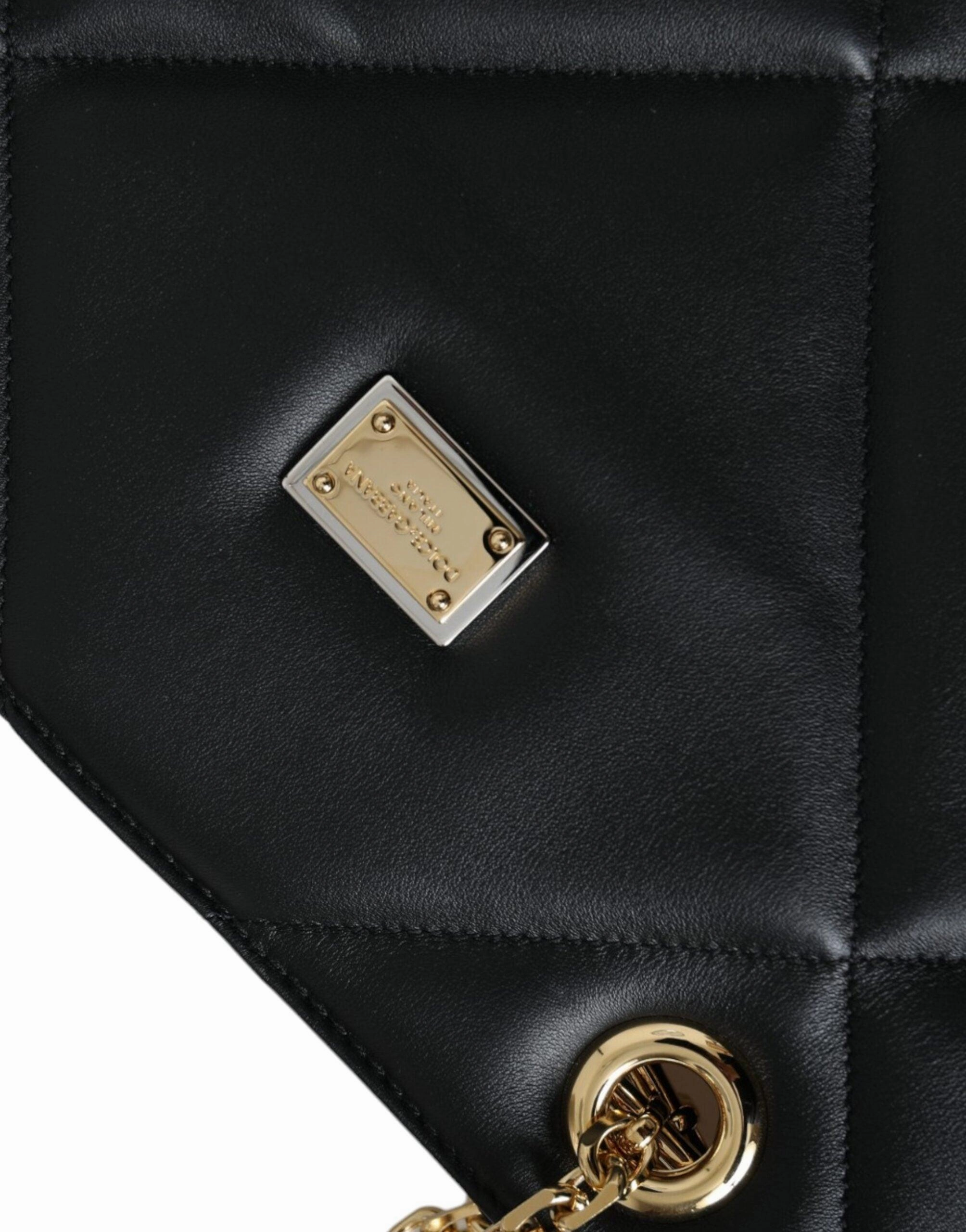 Dolce & Gabbana Black Leather JUNGLE Quilted Shopping Tote Bag