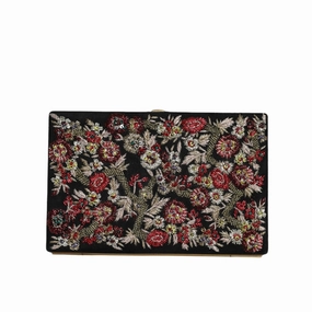 Dolce & Gabbana Multicolor Floral Gold Frame Clutch Evening Purse Women's Bag