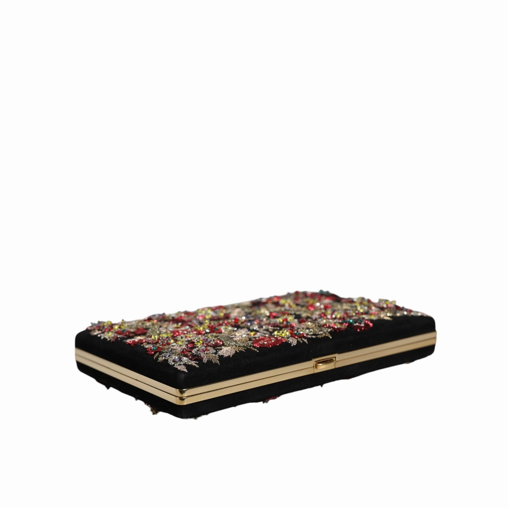 Dolce & Gabbana Multicolor Floral Gold Frame Clutch Evening Purse Women's Bag