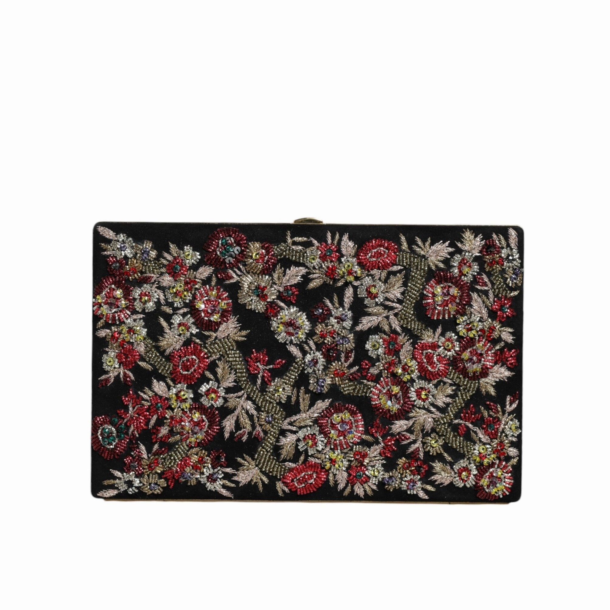 Dolce & Gabbana Multicolor Floral Gold Frame Clutch Evening Purse Women's Bag