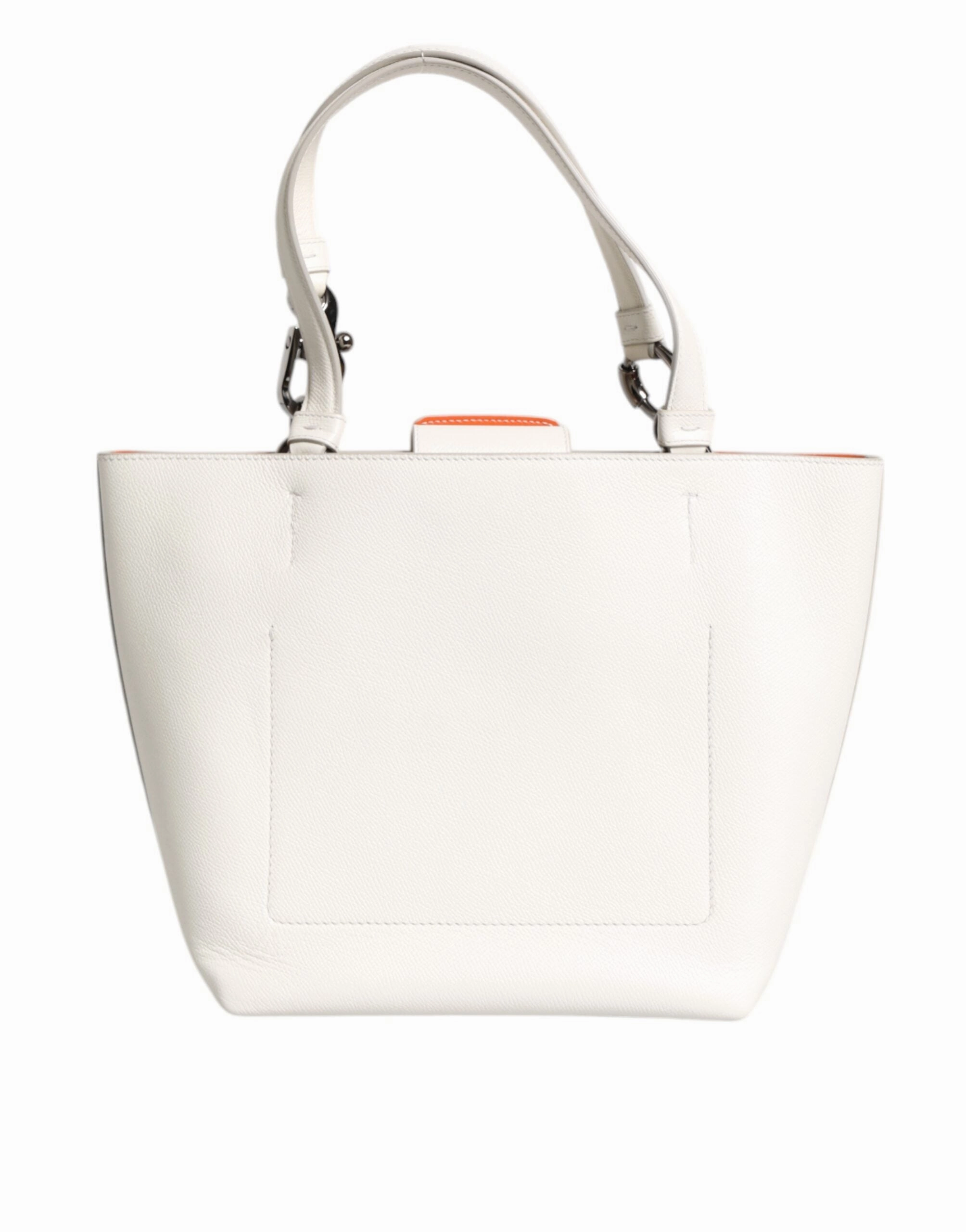 Dolce & Gabbana White Leather #DG BEATRICE Top Handle Tote Bag