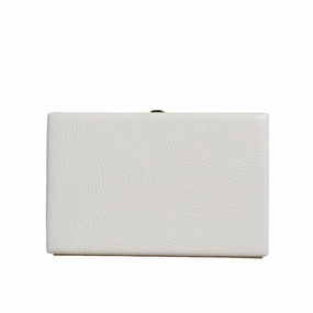 Dolce & Gabbana White Leather Gold Frame Clutch Evening Party Purse Women's Bag