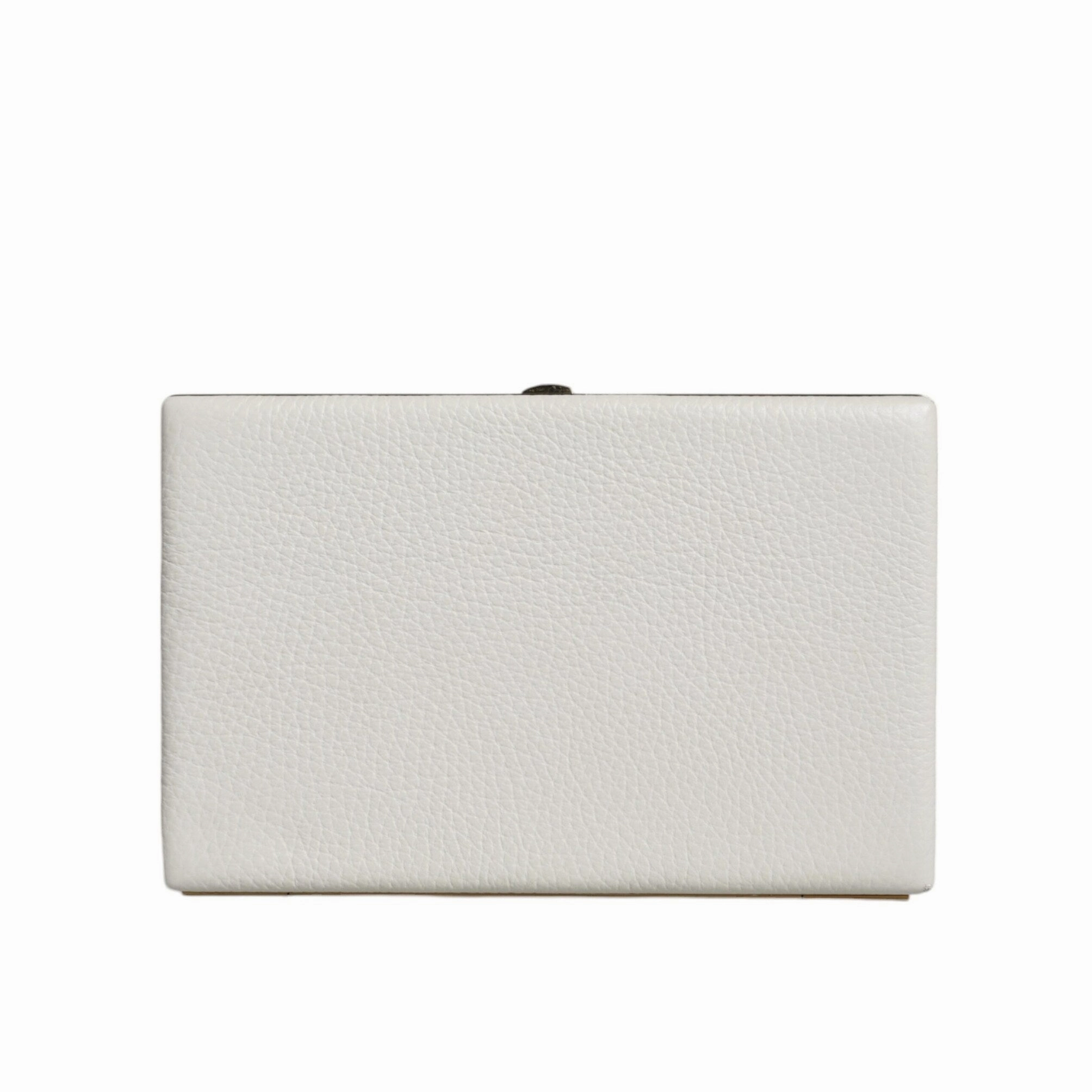 Dolce & Gabbana White Leather Gold Frame Clutch Evening Party Purse Women's Bag