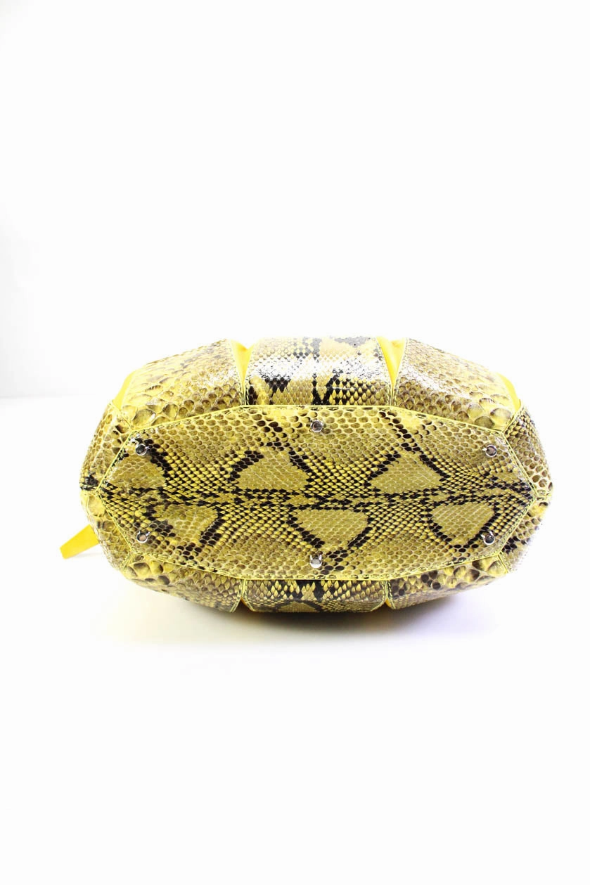 Domenico Vacca Womens Genuine Python Julie Tote Bag Handbag Yellow
