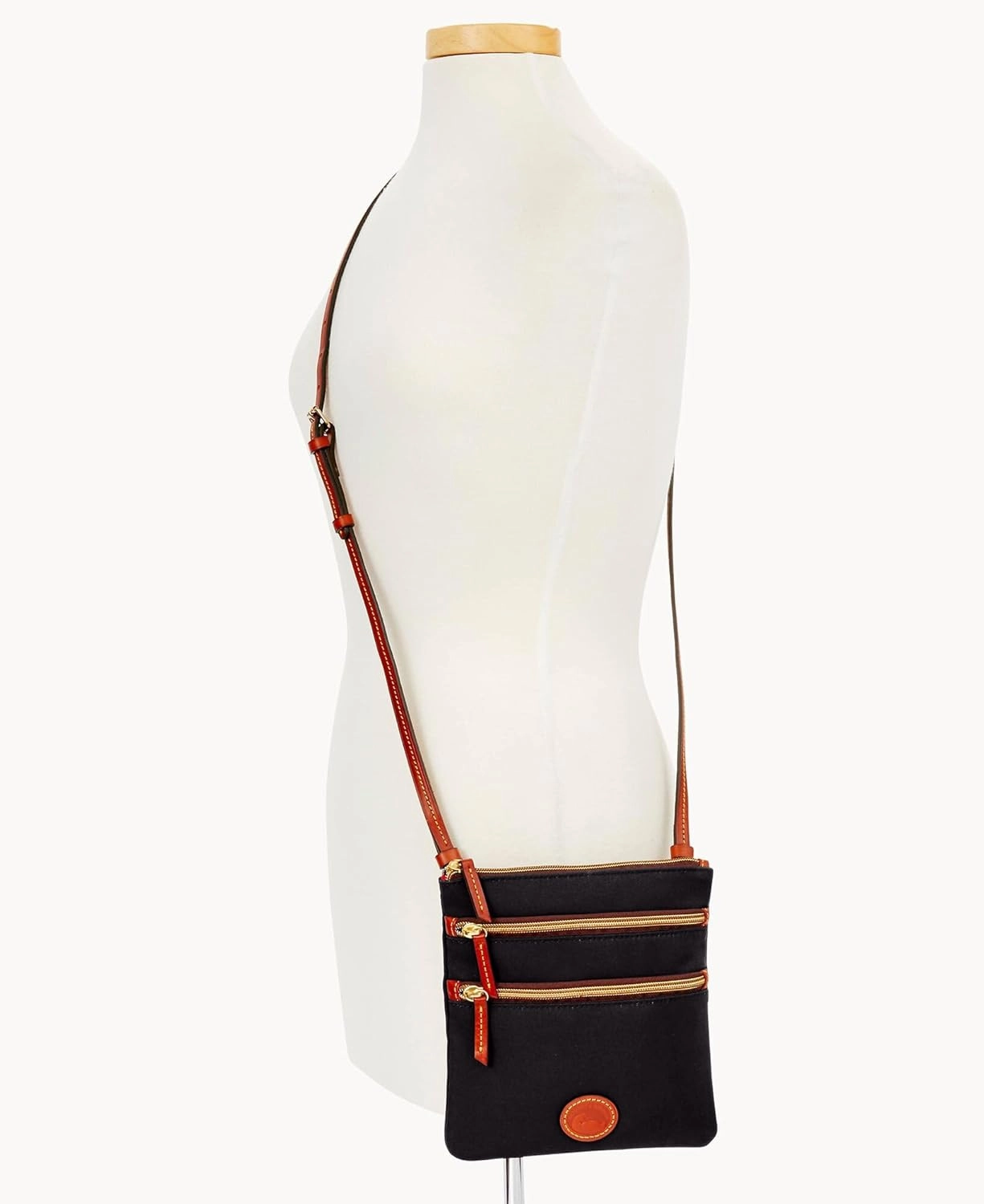 Dooney & Bourke Women's North South Triple Zip Crossbody in Lightweight Nylon, Handbag with Adjustable Shoulder Strap