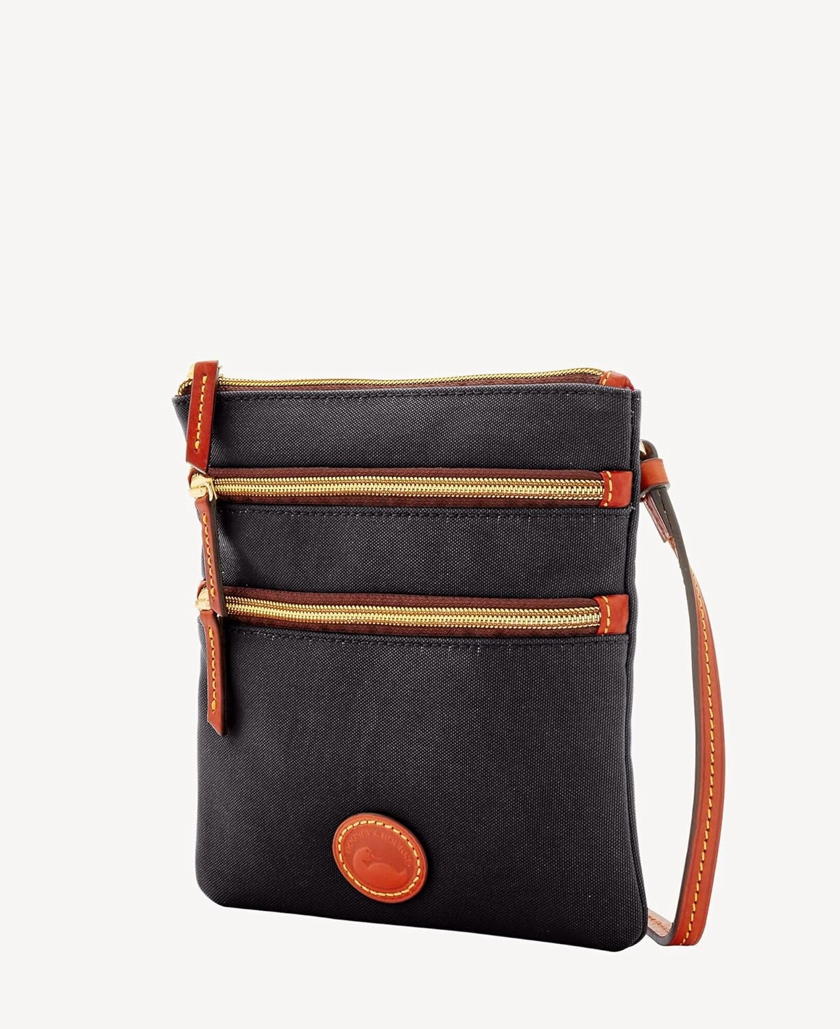 Dooney & Bourke Women's North South Triple Zip Crossbody in Lightweight Nylon, Handbag with Adjustable Shoulder Strap