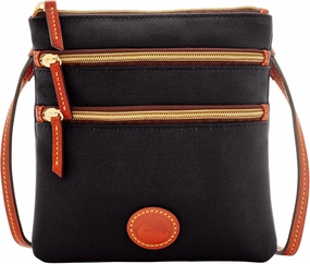 Dooney & Bourke Women's North South Triple Zip Crossbody in Lightweight Nylon, Handbag with Adjustable Shoulder Strap