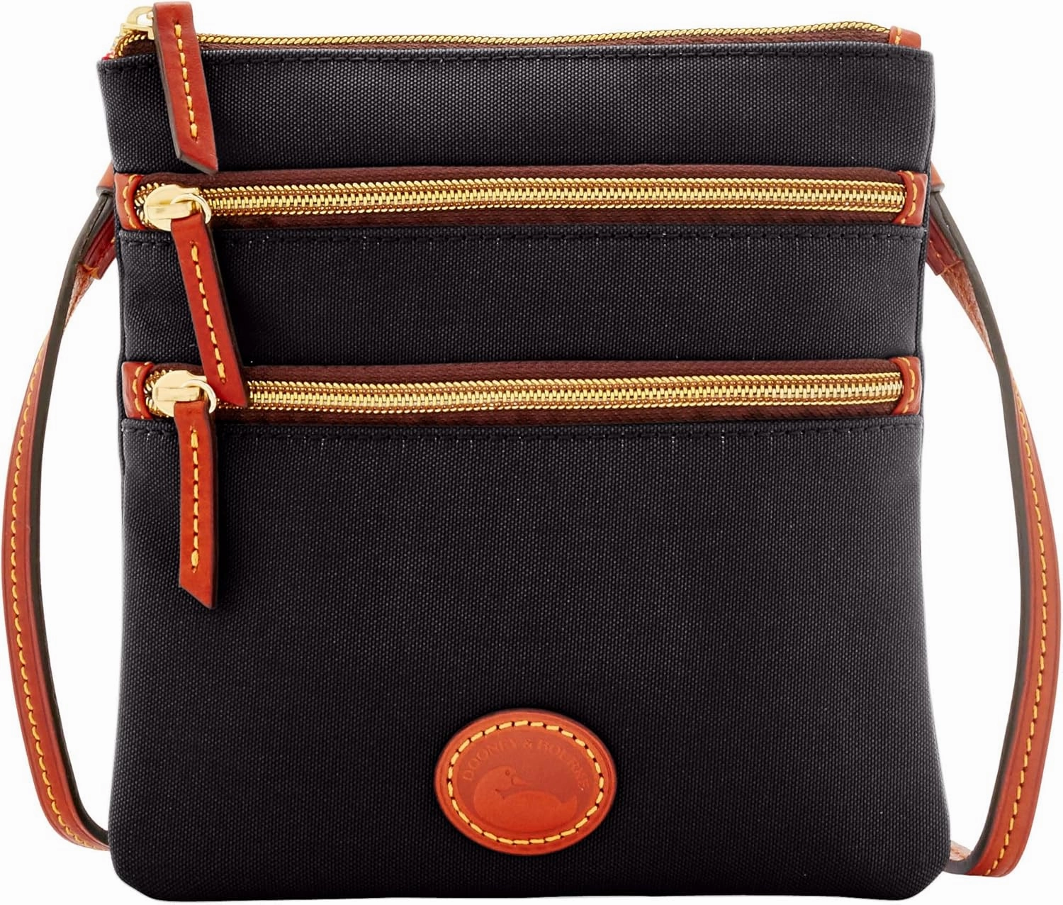 Dooney & Bourke Women's North South Triple Zip Crossbody in Lightweight Nylon, Handbag with Adjustable Shoulder Strap