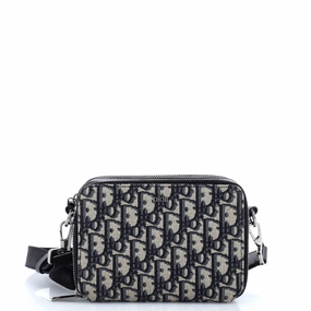 Double Zip Crossbody Pouch Oblique Canvas