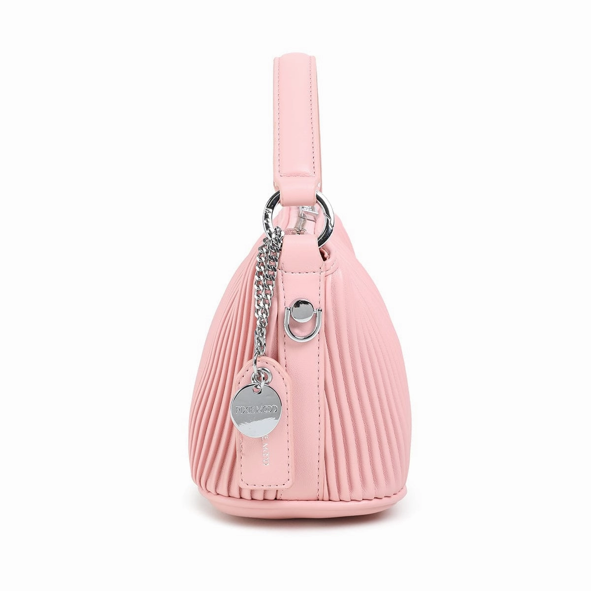 Ella Vegan Leather Crossbody Bag | Light Pink Pleated