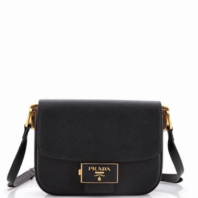 Embleme Flap Bag Saffiano Leather Small