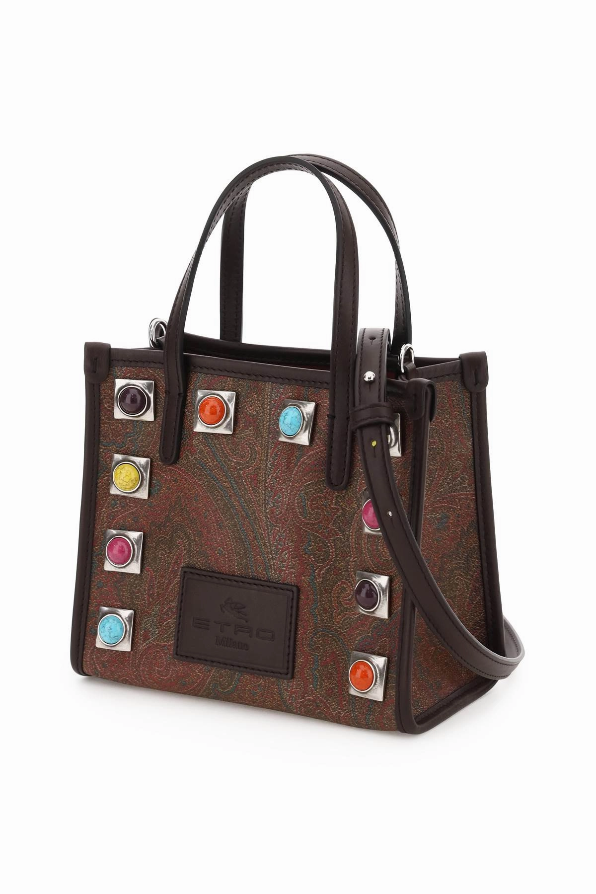 Etro paisley handbag with studs &amp, stones