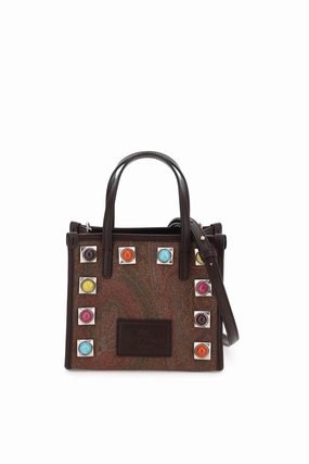Etro paisley handbag with studs &amp, stones