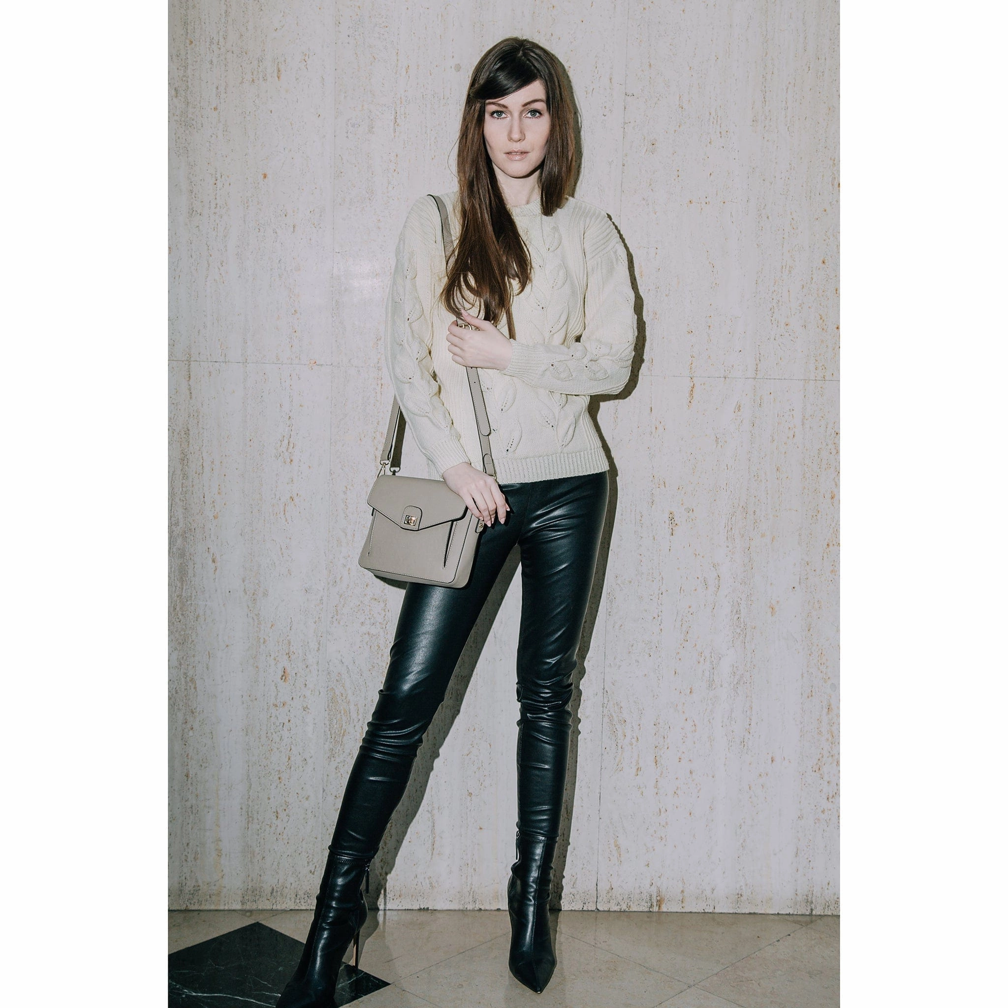 Faustine Desserto Cactus Leather Vegan Crossbody Bag | Beige