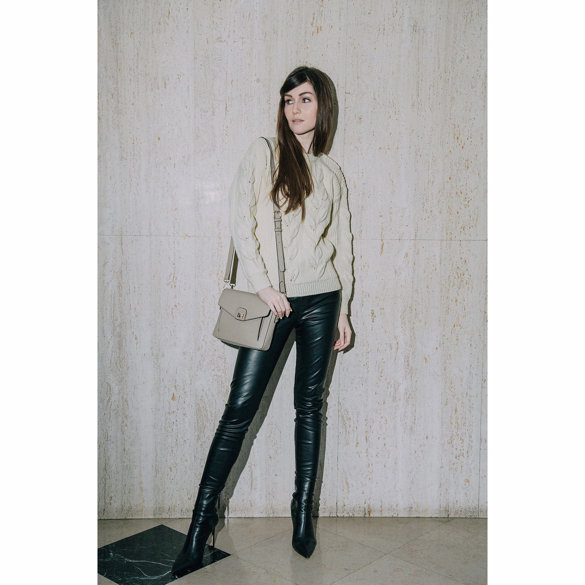 Faustine Desserto Cactus Leather Vegan Crossbody Bag | Beige