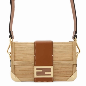 Fendi   Wood Leather Shoulder Bag (Pre-Owned)