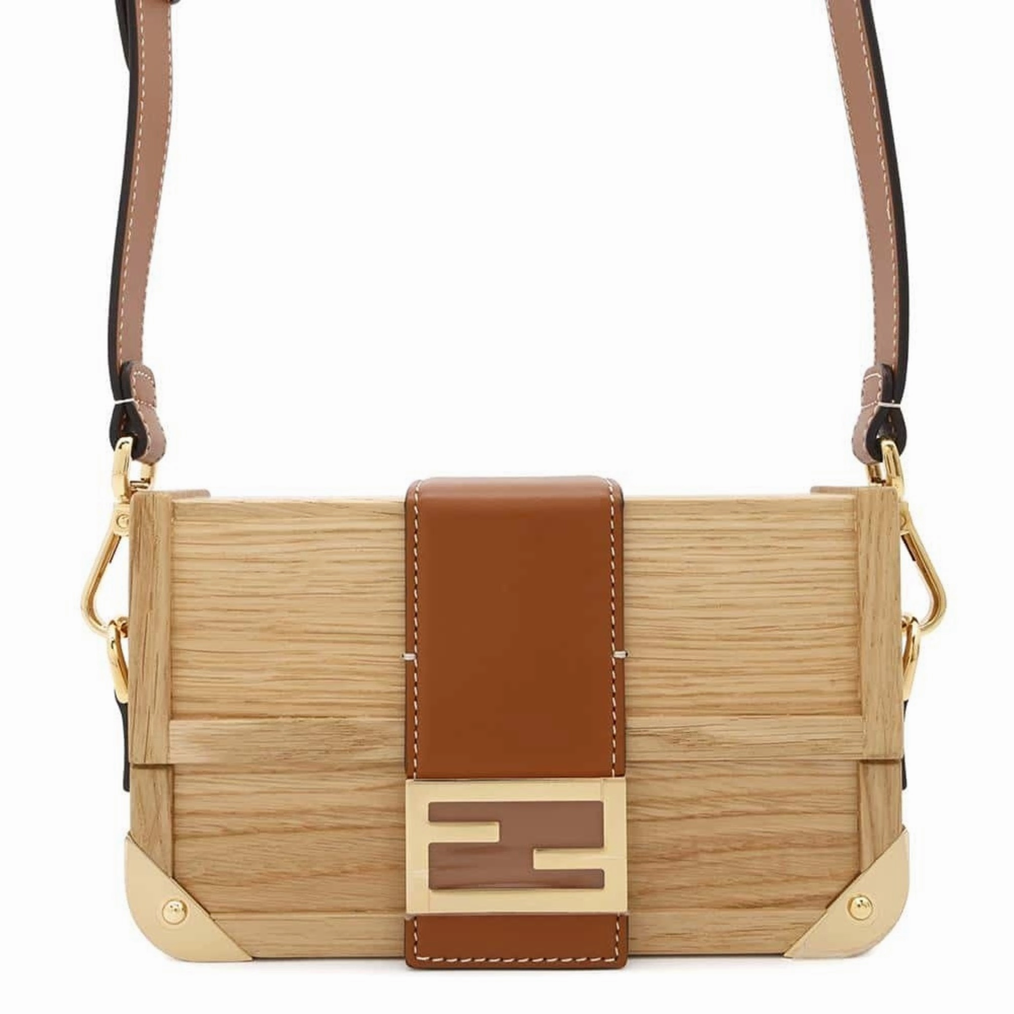 Fendi   Wood Leather Shoulder Bag (Pre-Owned)
