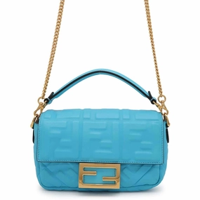 FENDI Baguette 2WAYChainShoulder Bag Light Blue8BS017 Leather Size Small
