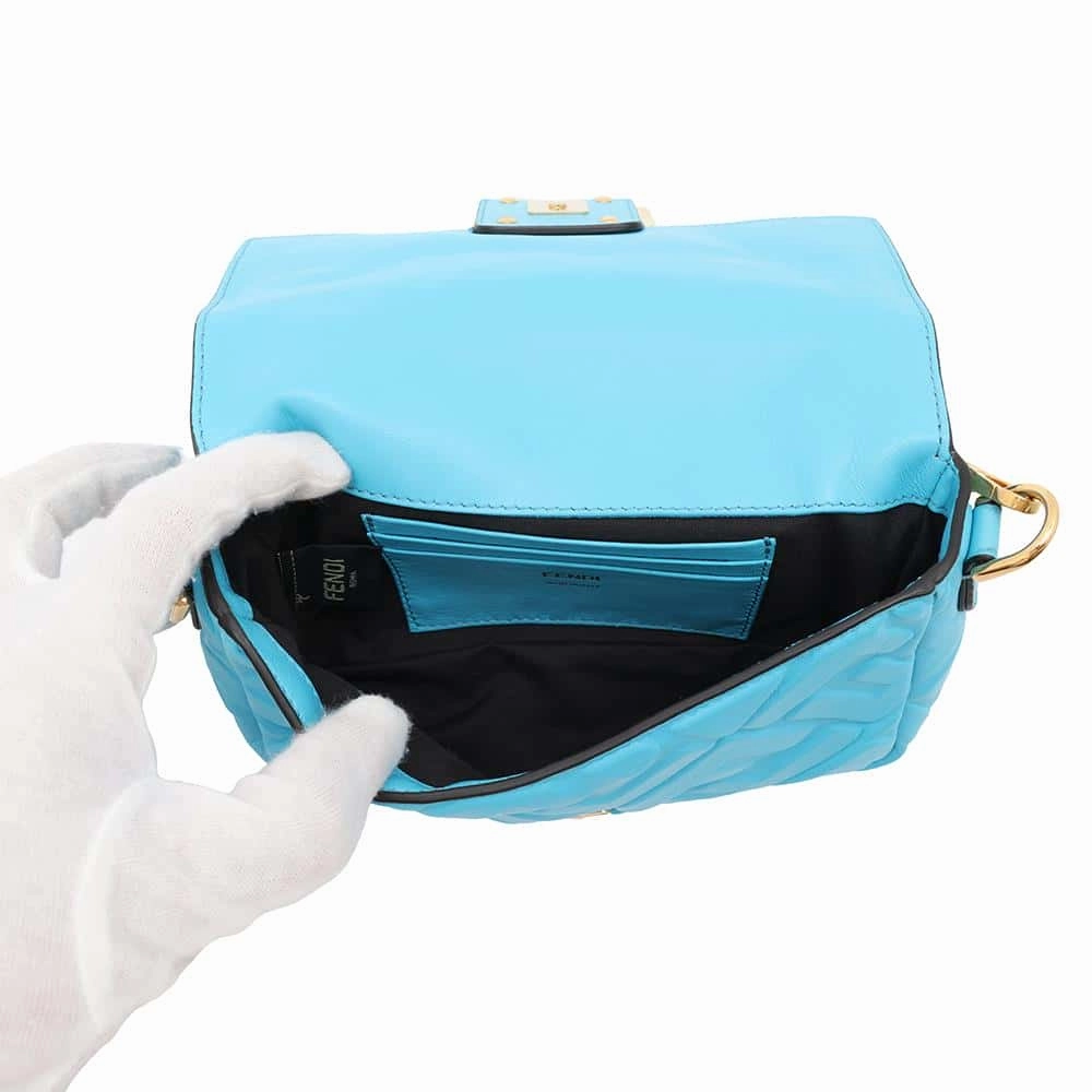 FENDI Baguette 2WAYChainShoulder Bag Light Blue8BS017 Leather Size Small