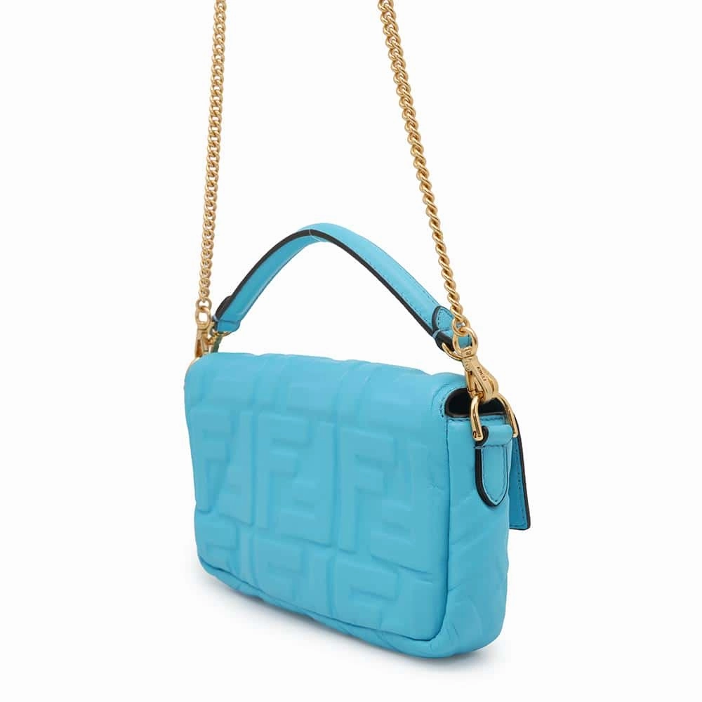 FENDI Baguette 2WAYChainShoulder Bag Light Blue8BS017 Leather Size Small