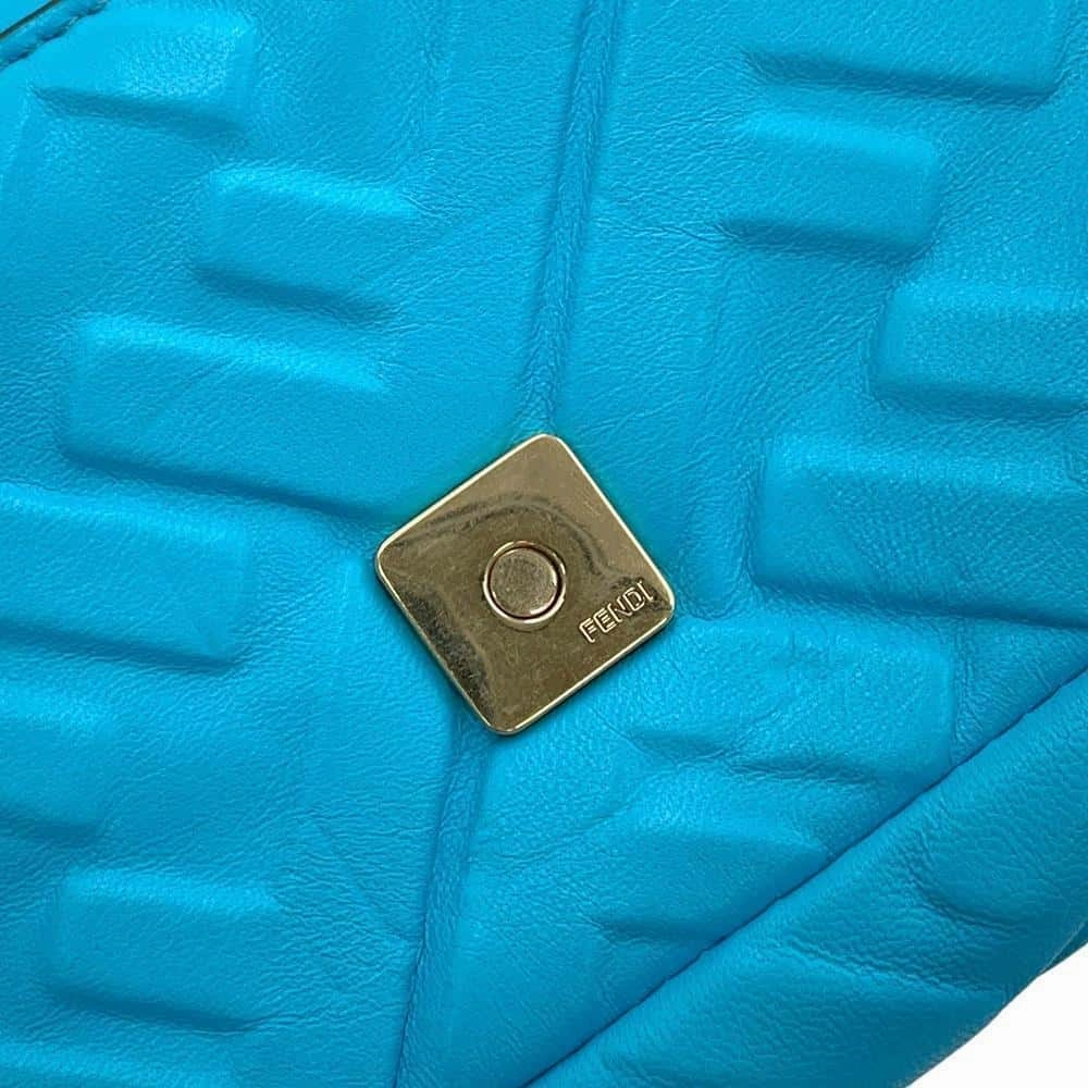 FENDI Baguette 2WAYChainShoulder Bag Light Blue8BS017 Leather Size Small