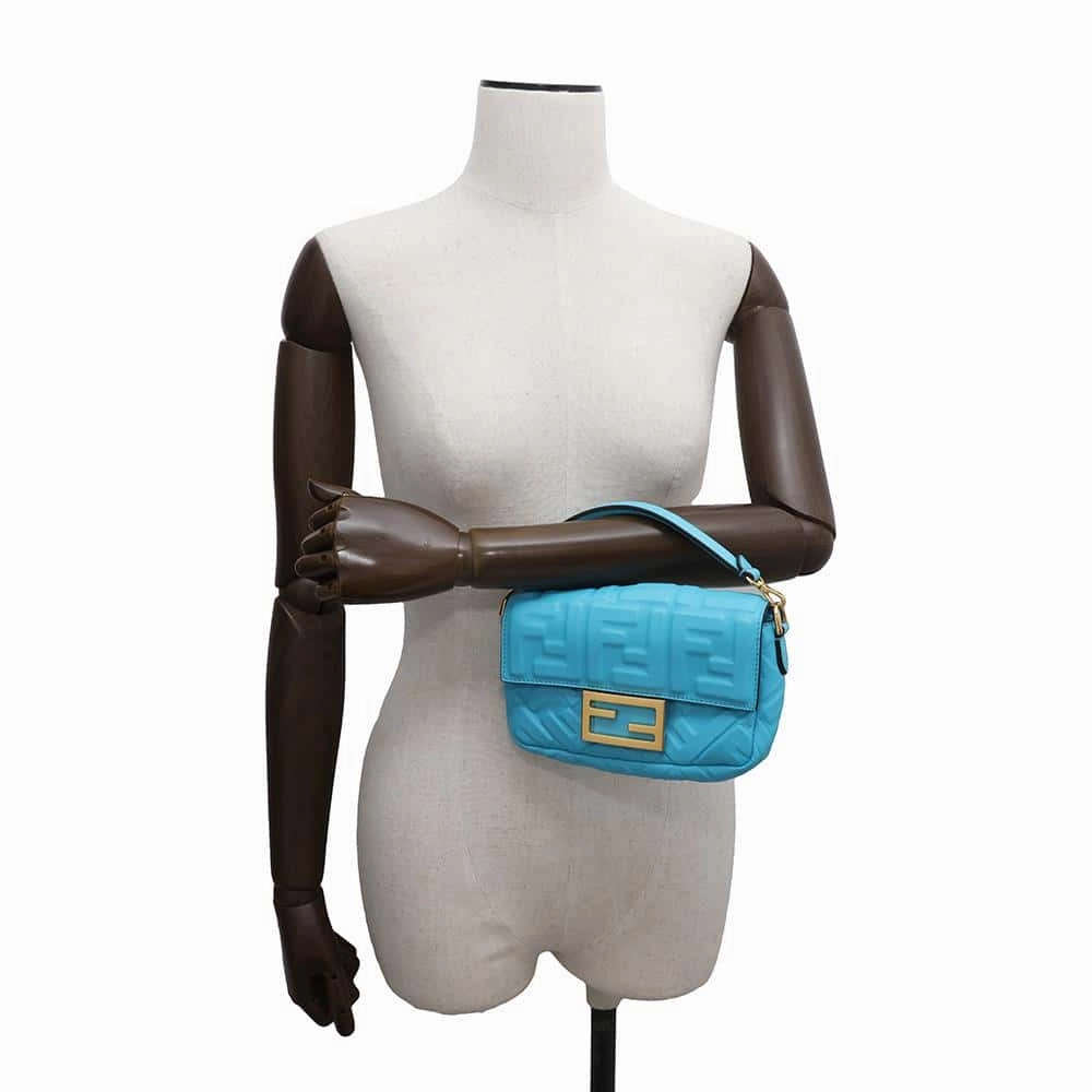 FENDI Baguette 2WAYChainShoulder Bag Light Blue8BS017 Leather Size Small