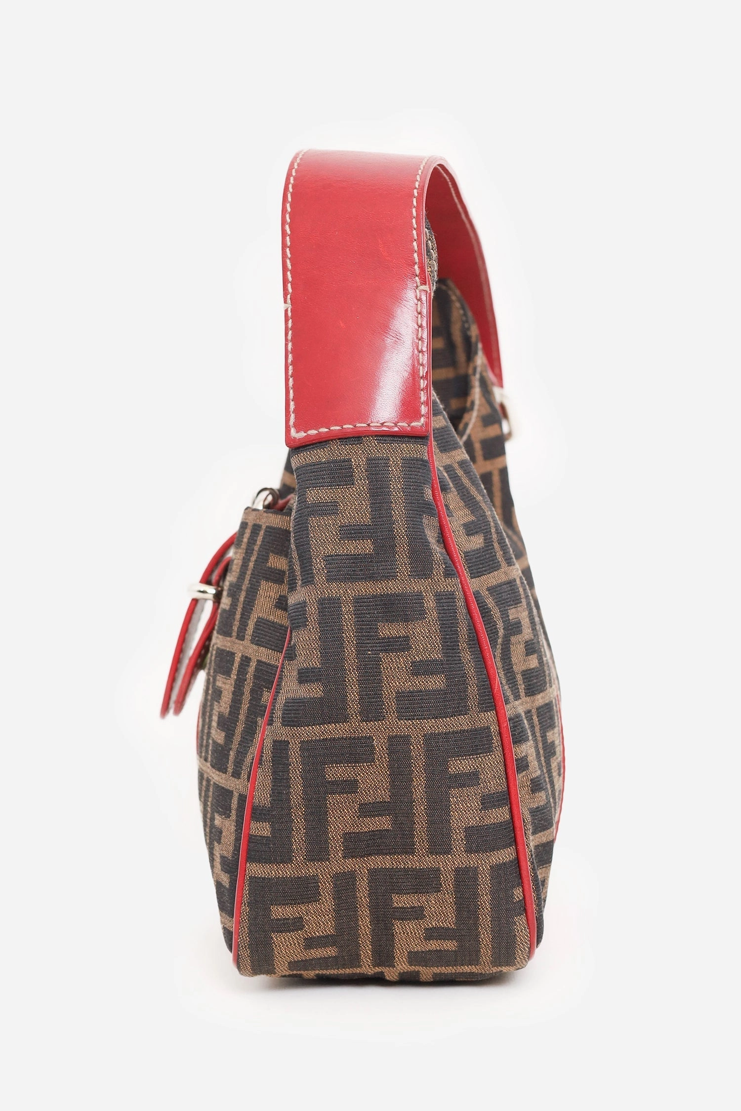 Fendi Brown/Red FF Canvas Zucca Shoulder Bag