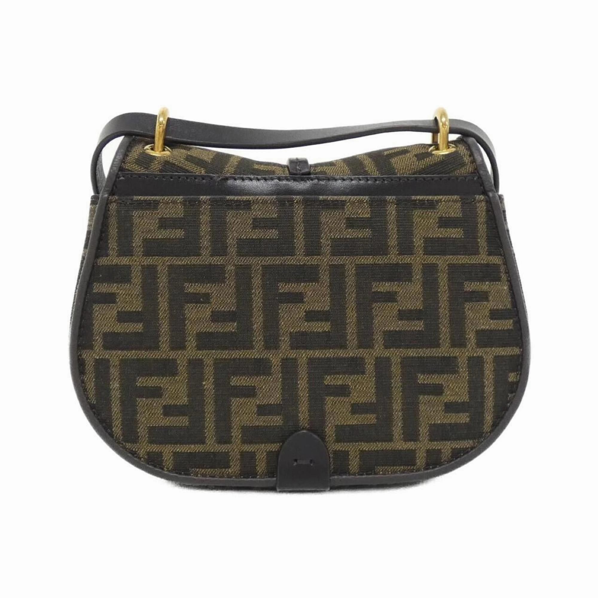 Fendi Canvas Leather Shoulder Bag (Pre-Owned)