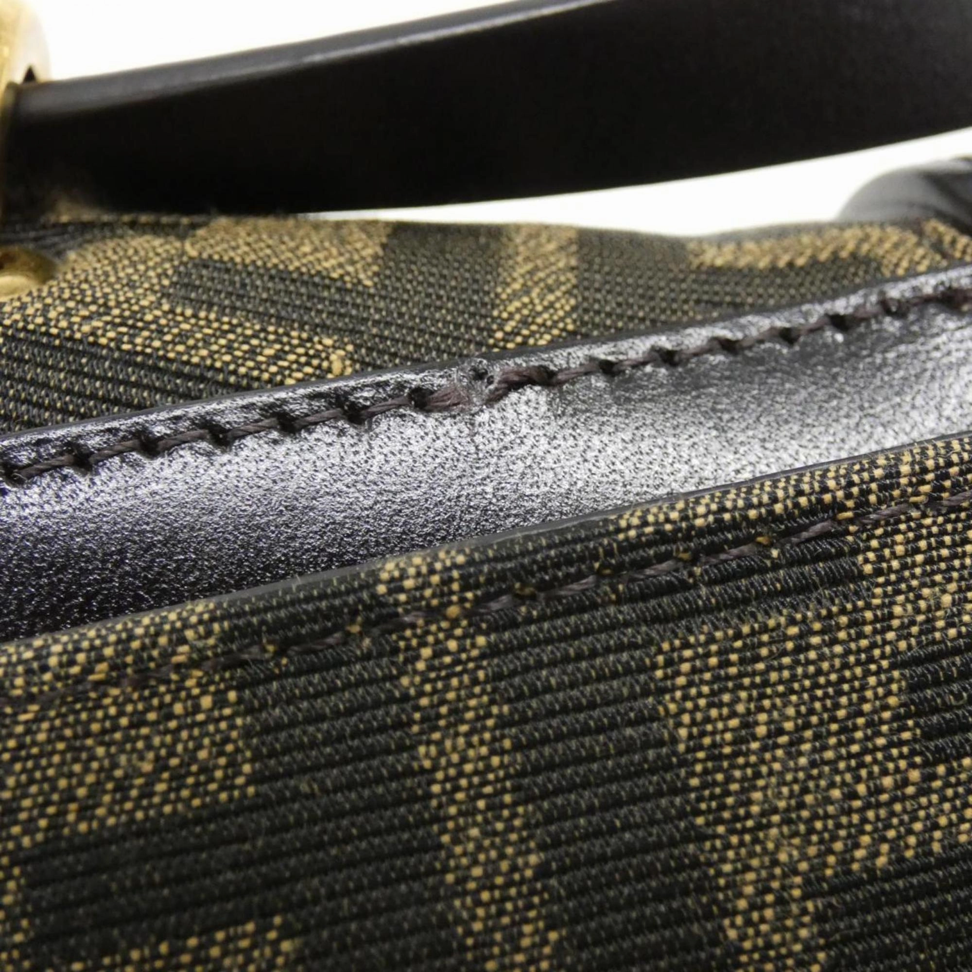 Fendi Canvas Leather Shoulder Bag (Pre-Owned)
