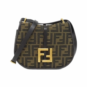 Fendi Canvas Leather Shoulder Bag (Pre-Owned)