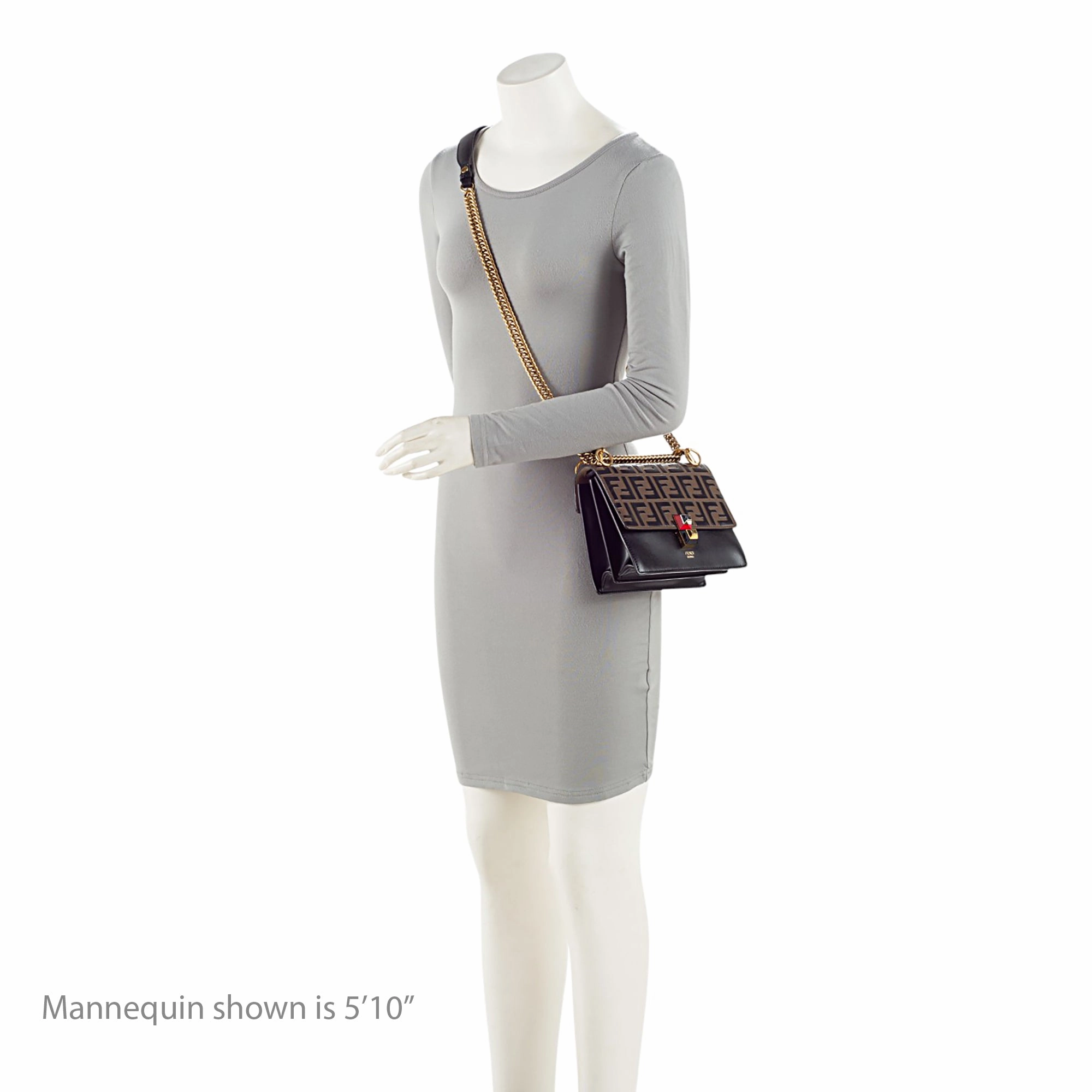 Fendi FF Embossed Calfskin Kan I Small Shoulder Bag