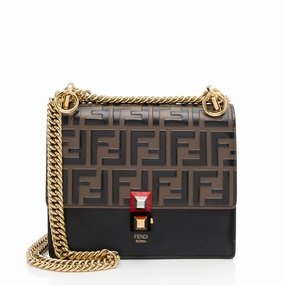 Fendi FF Embossed Calfskin Kan I Small Shoulder Bag